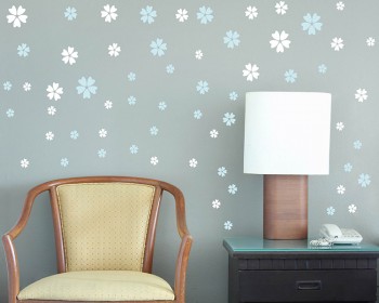 5 Petaled Flowers Pattern Decal Vinyl Wall Art Stickers